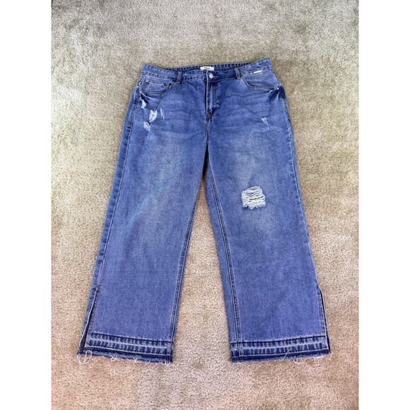 Kensie Jeans Womens Size 14 32 Blue Denim Wide Leg Crop Baggy Cropped D541 - Picture 1 of 15